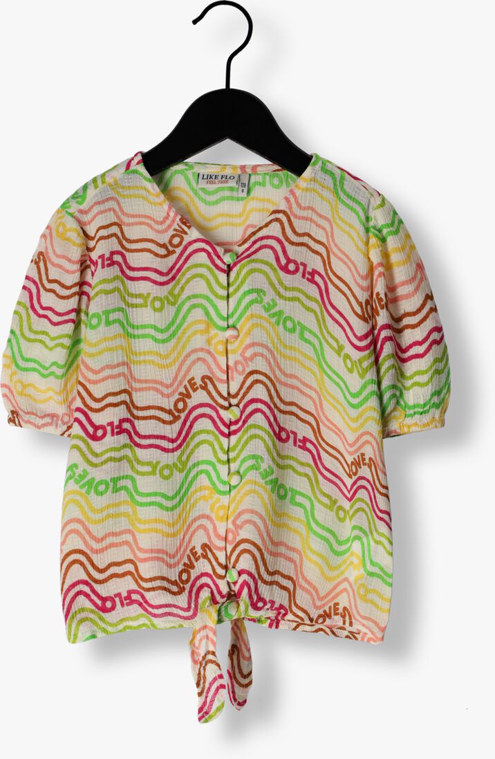 LIKE FLO multi like flo blouse fancy woven rainbow knotted blouse