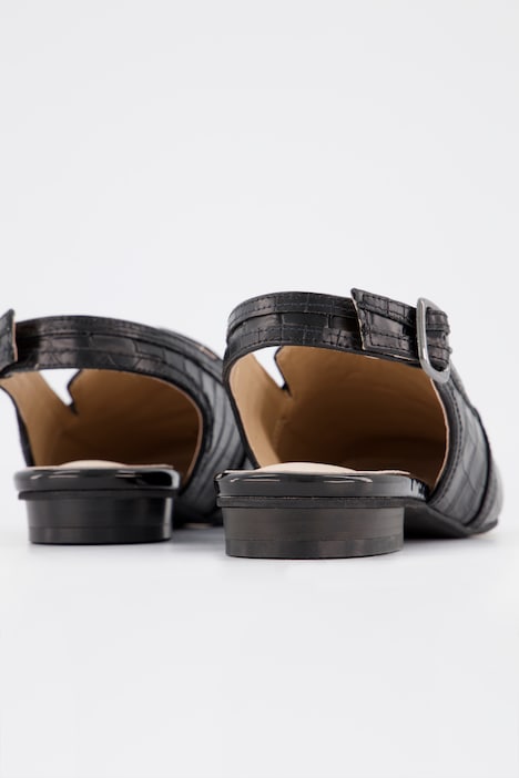 Leder-Mules, Kroko-Optik, Weite H