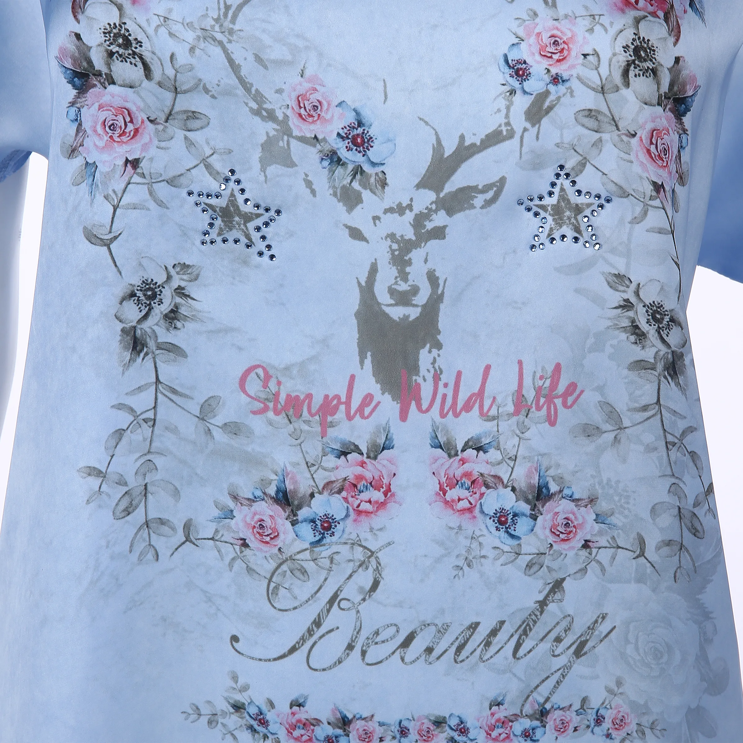 Damen Trachtenshirt im Materialmix mit Frontprint