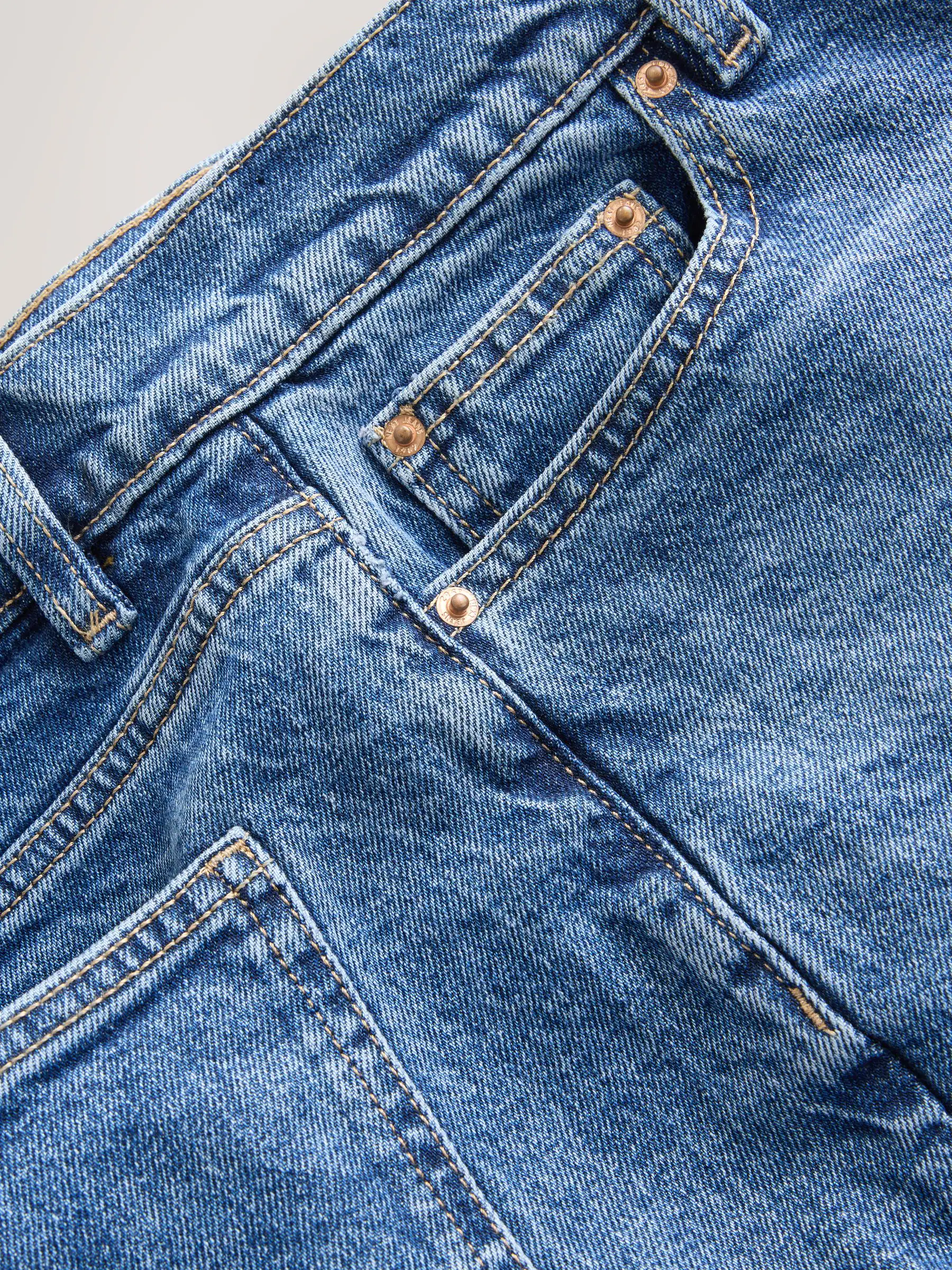 Donkerblauw - Jeans met rechte pijpen en halfhoge taille tot de enkels
