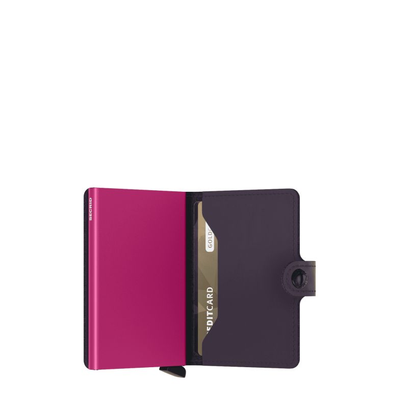 Porte-cartes Miniwallet Matte anti-RFID 10.2 cm Dark Purple/Fuchsia