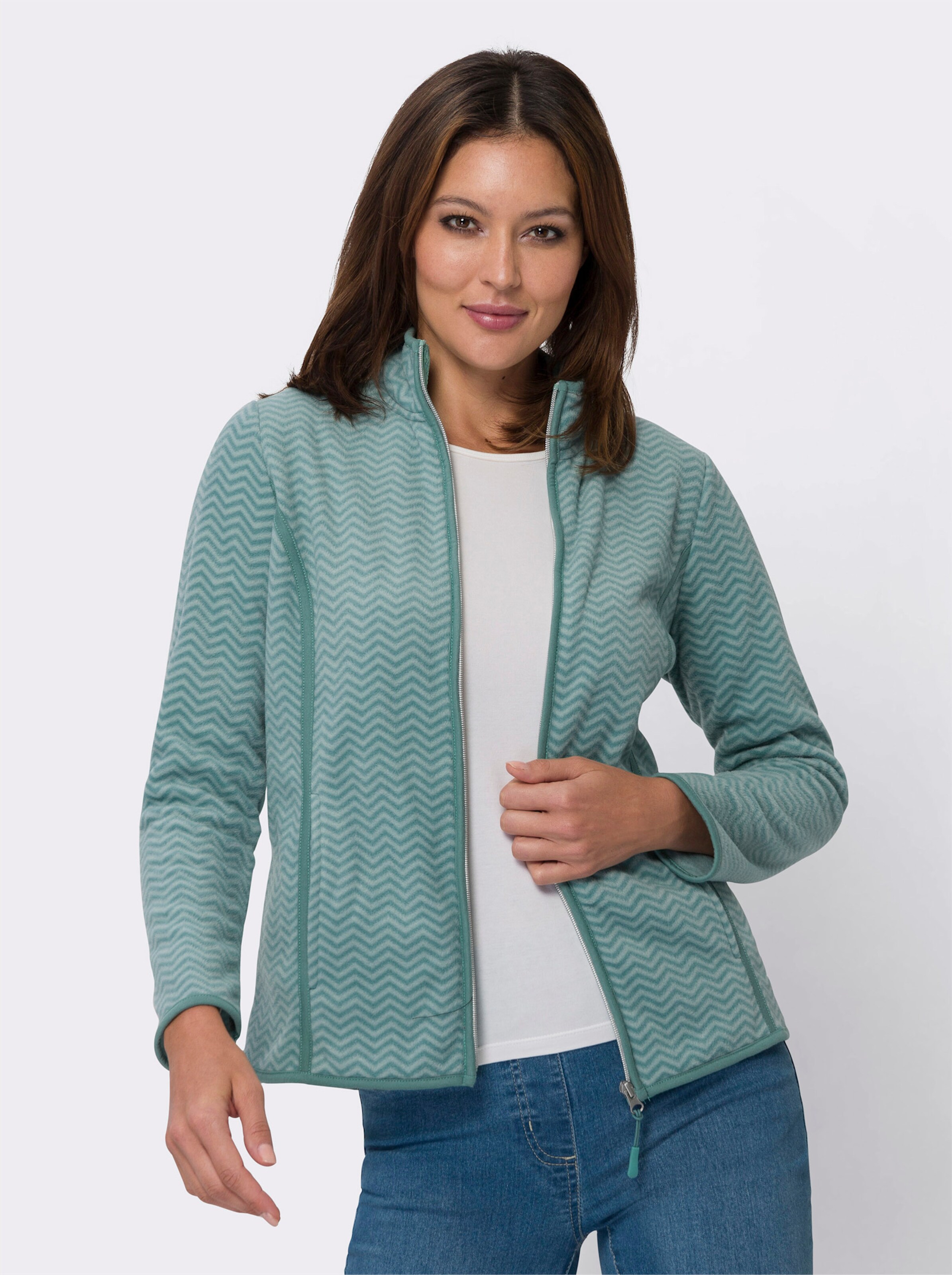 Fleecejacke mit Grafik-Muster allover