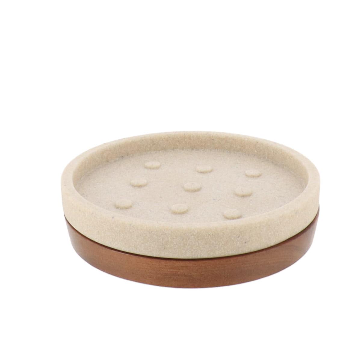 PORTE SAVON POLYRESINE NATUREL ACACIA