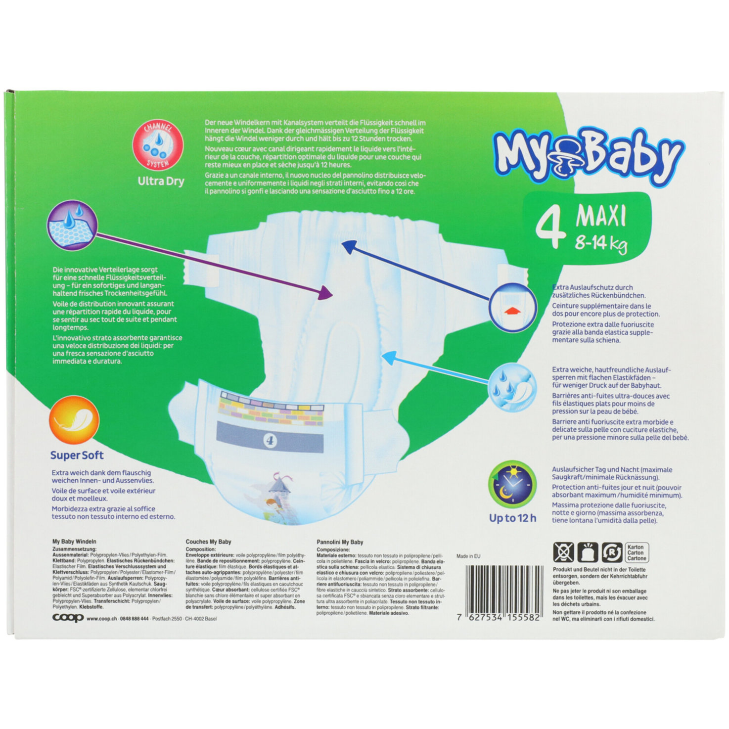 My Baby Windeln Grösse 4 Maxi Profit Pack, 8-14kg, 120 Stück