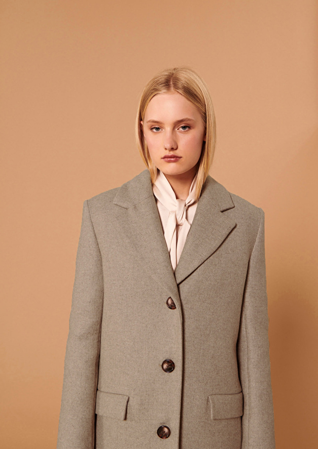 Manteau Mattiebeige en drap caban