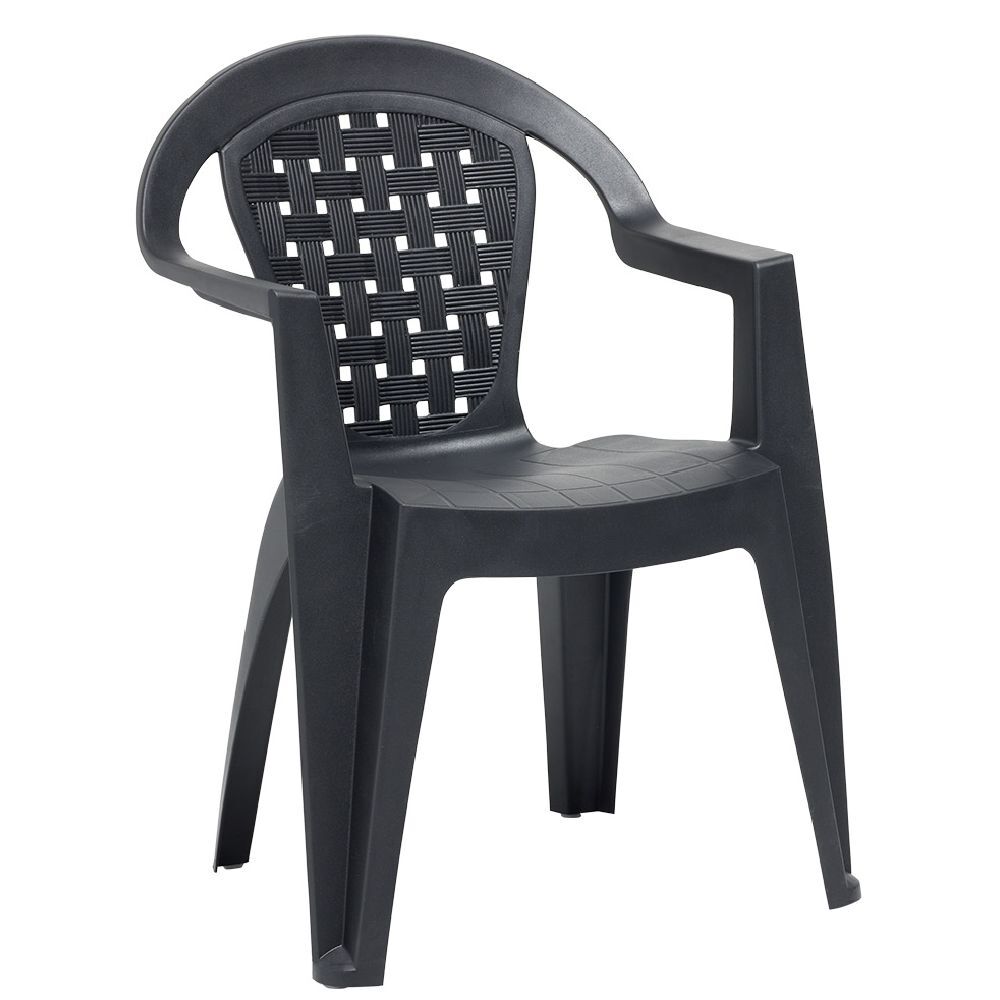 Fauteuil monobloc Viva plastique gris 56x54xH80cm