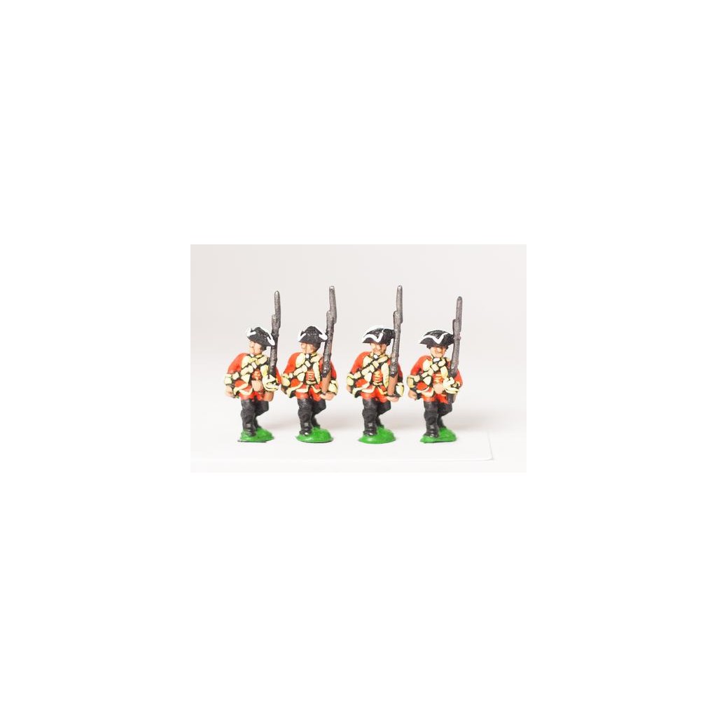 Seven Years War British: Musketeers, advancing, Musket upright, assorted