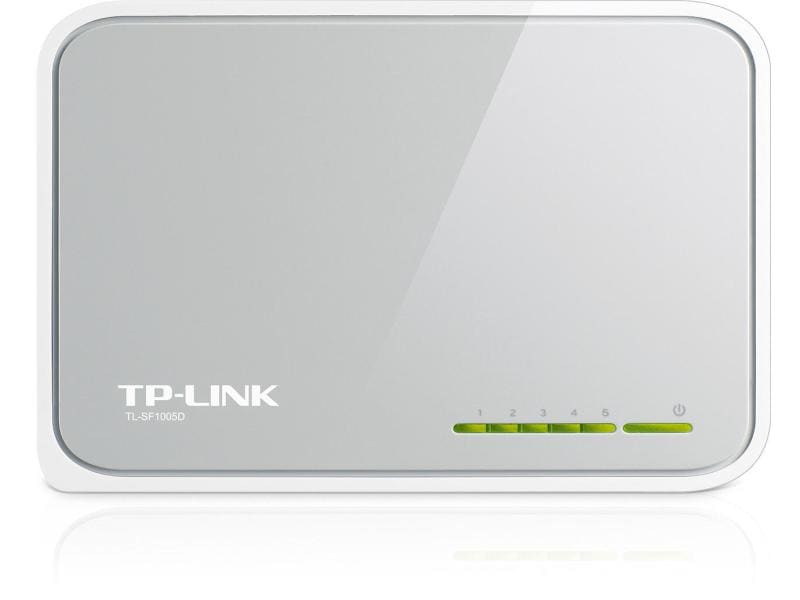 TP-Link Switch TL-SF1005D 5 Port Effizienter 5-Port 10/100Mbps Desktop-Switch – Energiesparend, Lüfterlos, Universelle Kompatibilität