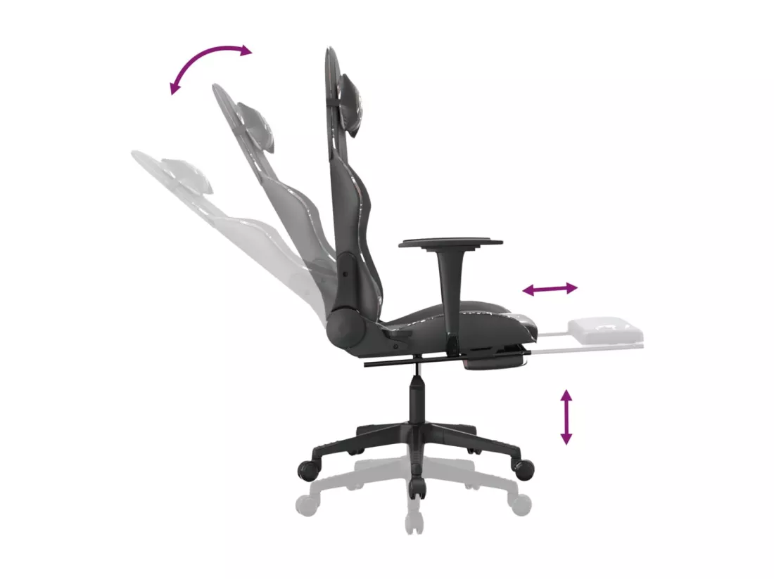 Chaise de jeu avec repose-pied Noir et camouflage Similicuir