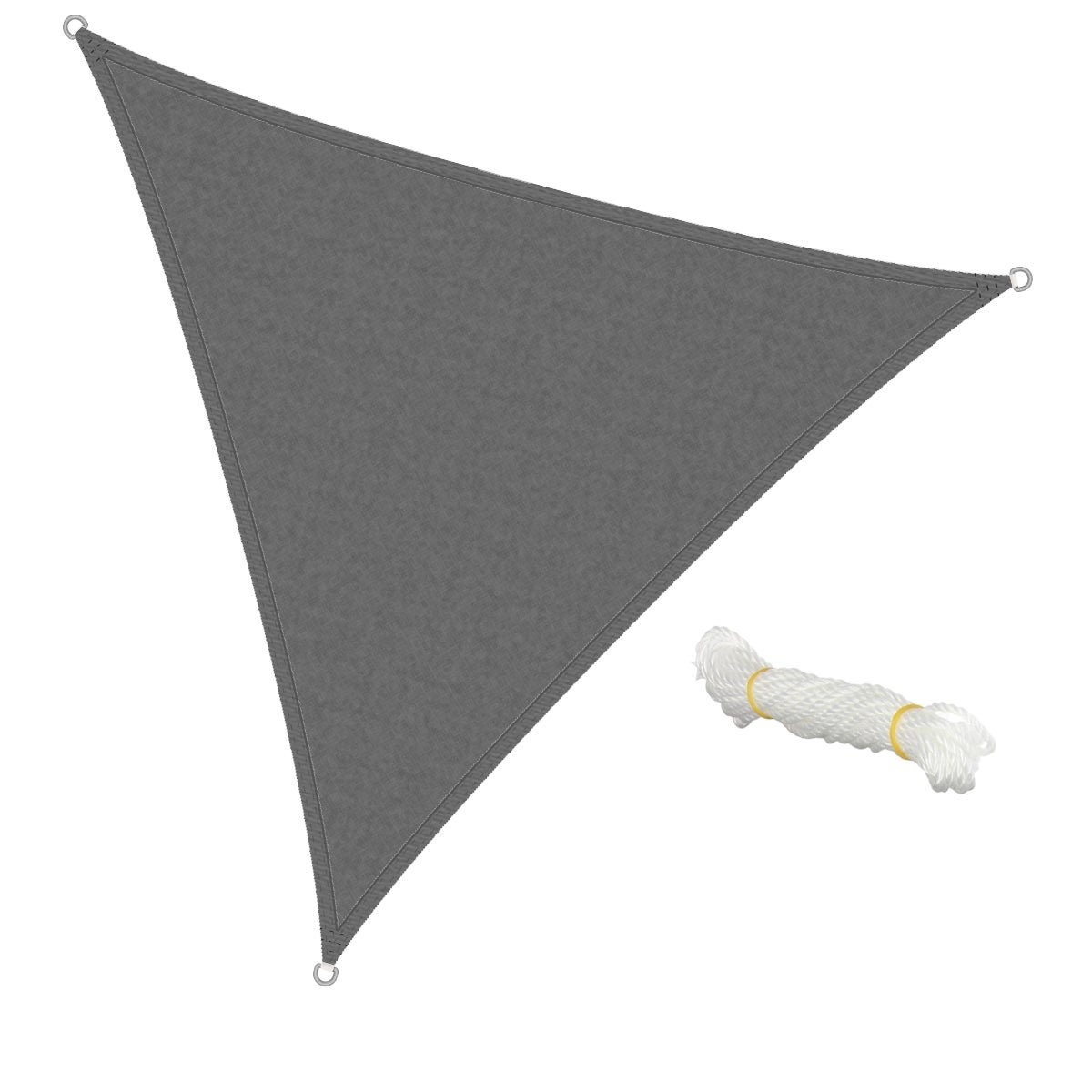 ECD Germany Zonnescherm 3,6 x 3,6 x 3,6 m Driehoek Grijs, 100% HDPE UV-bescherming Waterafstotend Weerbestendig Ademend, incl. bevestigingstouwen, Schaduwleverancier voor Terras, Balkon & Tuin