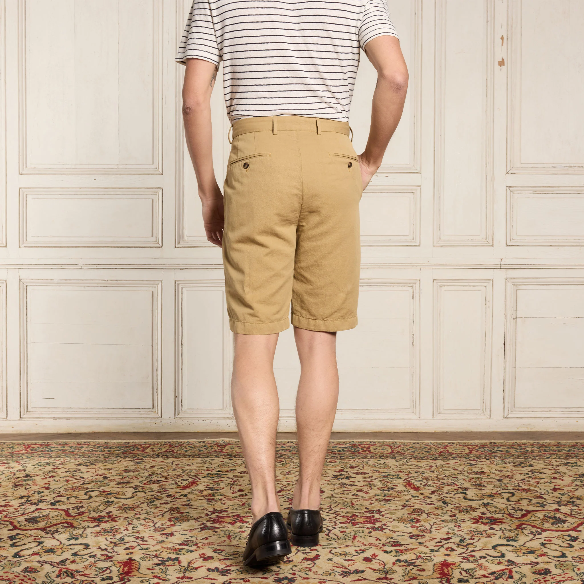 Camel cotton and linen shorts