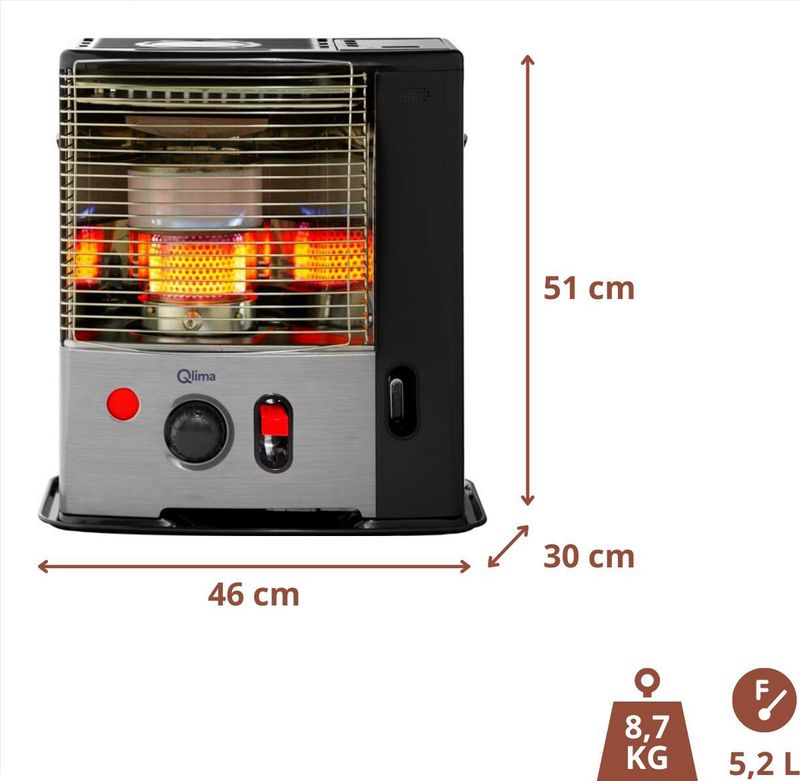 Qlima R 8128S C-2 - Petroleumkachel - Dubbelglasbrander - 2800 Watt - Ruimtes tot 105 m³