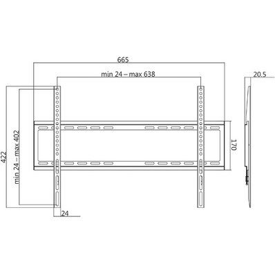 Support mural pour téléviseur, plat, pour 96,98 -
