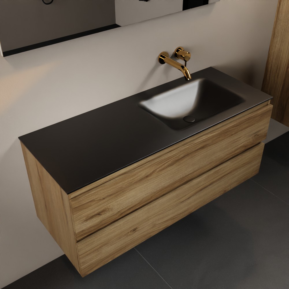 Mondiaz Aivy badmeubel 120cm chai met wastafel solid surface urban rechts zonder kraangat en spiegel