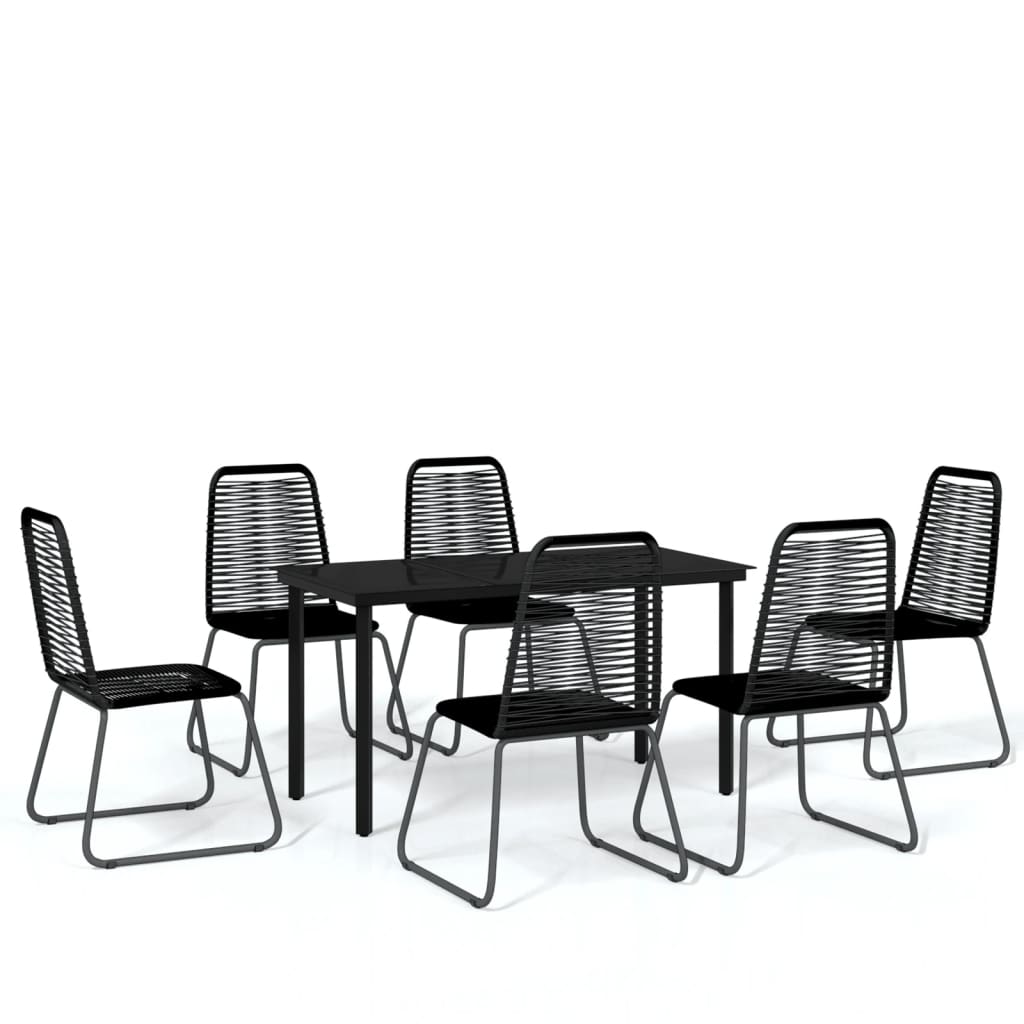 Ensemble de salle à manger de jardin meuble extérieur 7 pièces noir