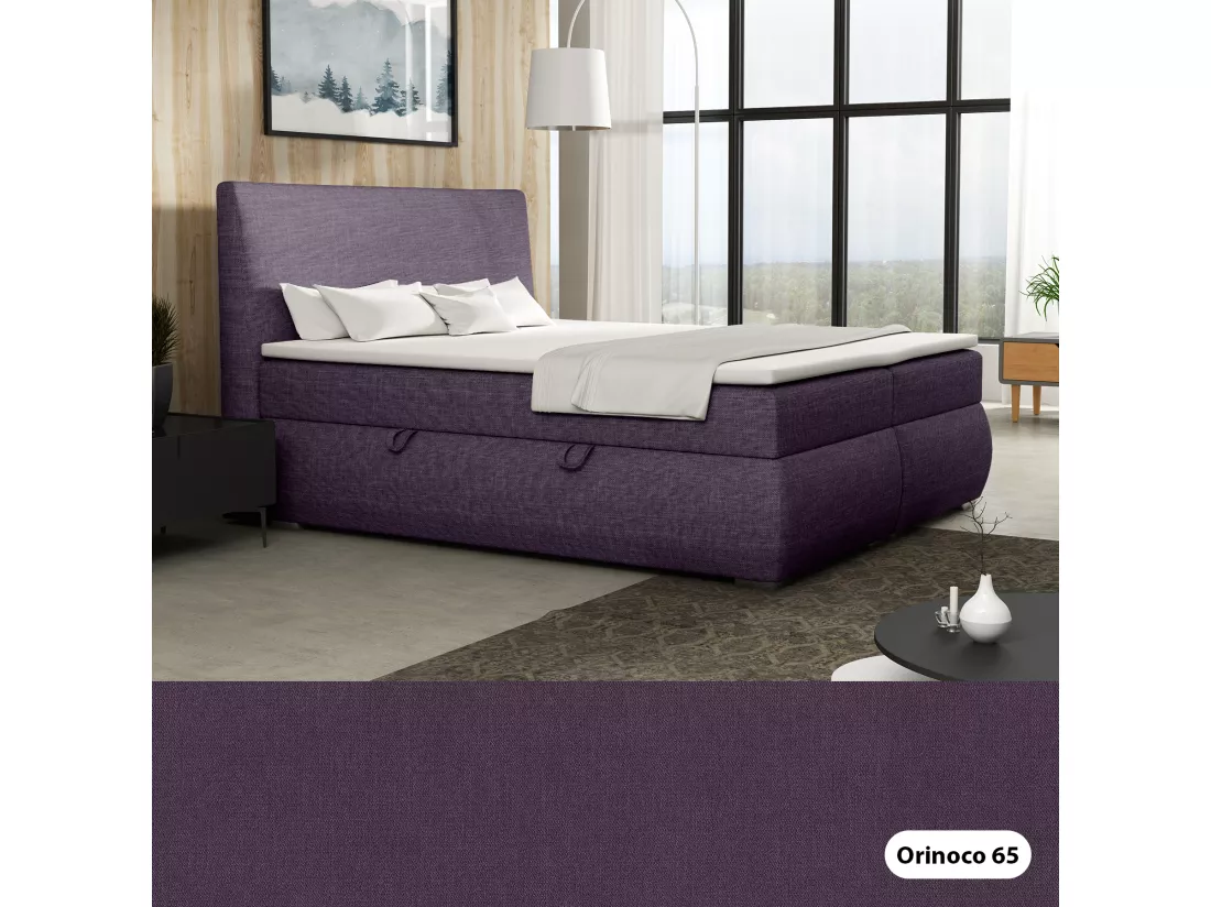 LIT BOXSPRING avec tiroirs de rangement Buffalo 200x200 cm, Orinoco 65 (Violet foncé)