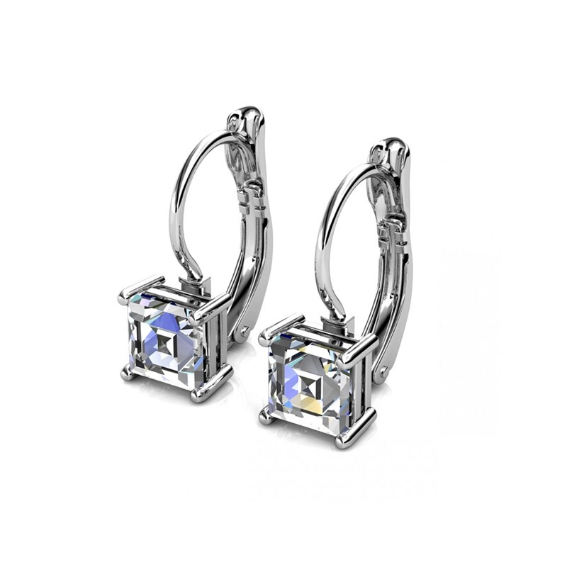 Boucles d'oreilles Square - Argenté et Cristal