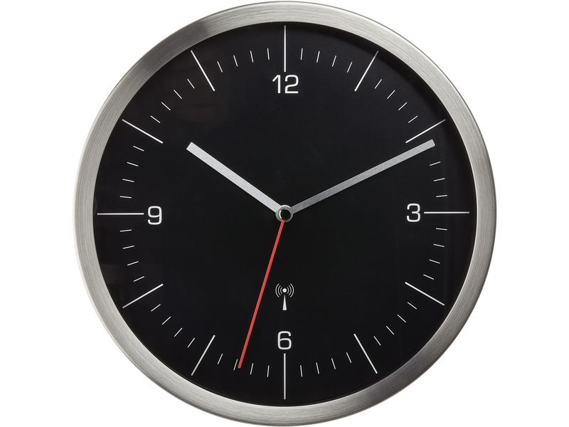TFA Dostmann Funk-Wanduhr Schwarz Analoge Wanduhr
