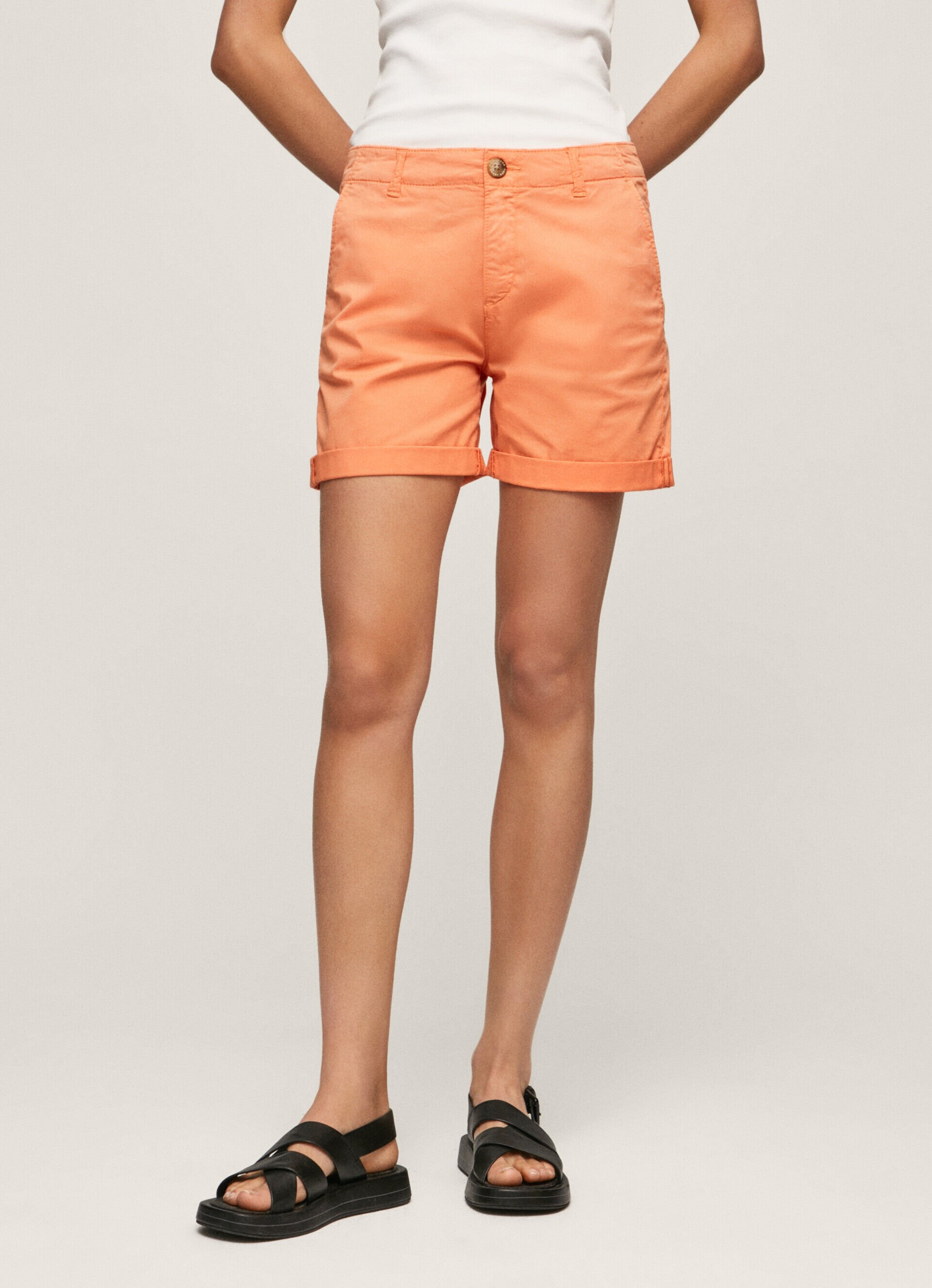 Shorts chino de corte regular - pêssego e laranja