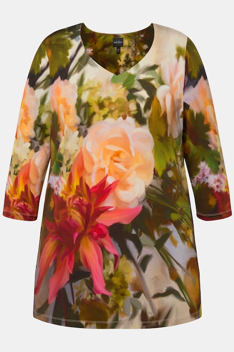 Slinkyshirt, Blüten, Classic, Herzausschnitt, 3/4-Arm