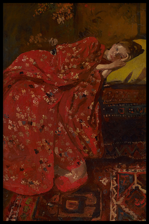 Walljar plexiglas schilderij - Breitner - Meisje In Rode Kimono Plexiglas schilderij - 40 x 60 cm