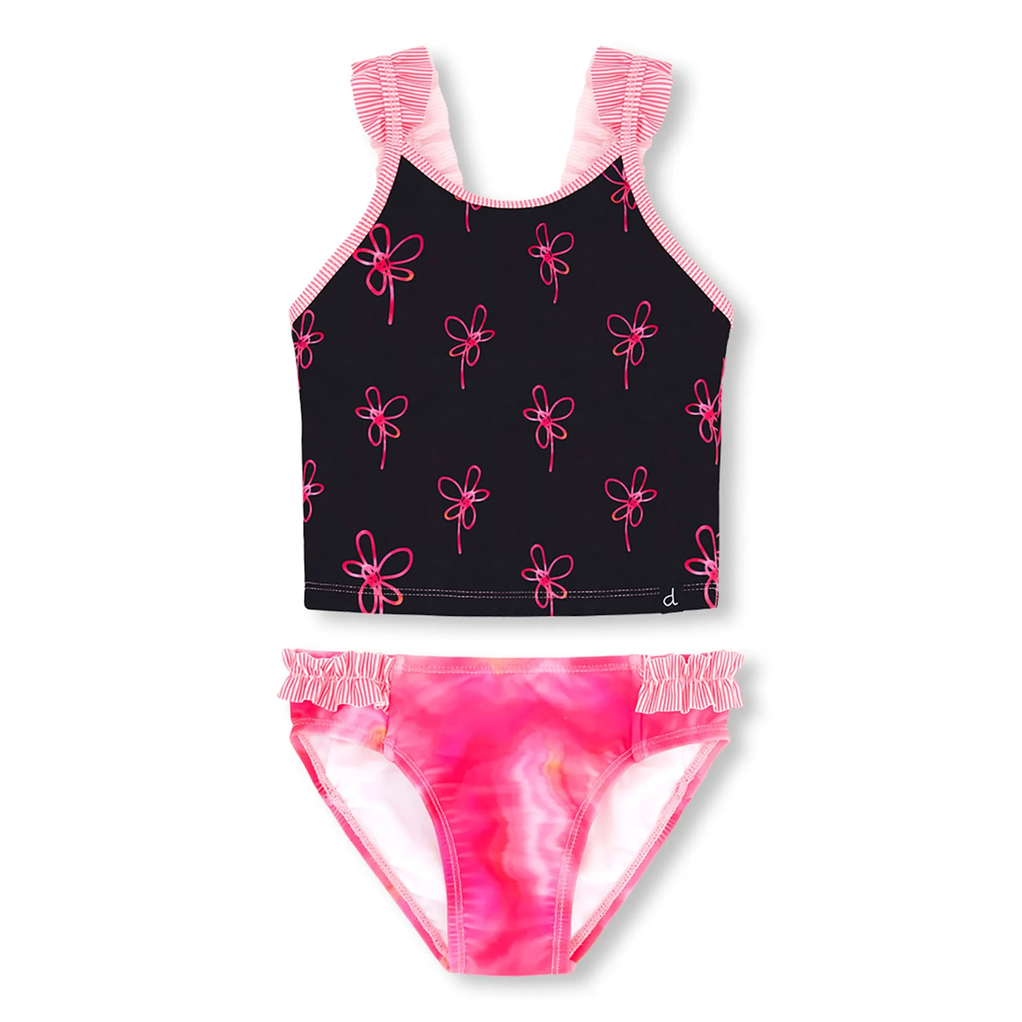 Deux par Deux Maillot UV 2 Pièces Fleurs 7-12ans