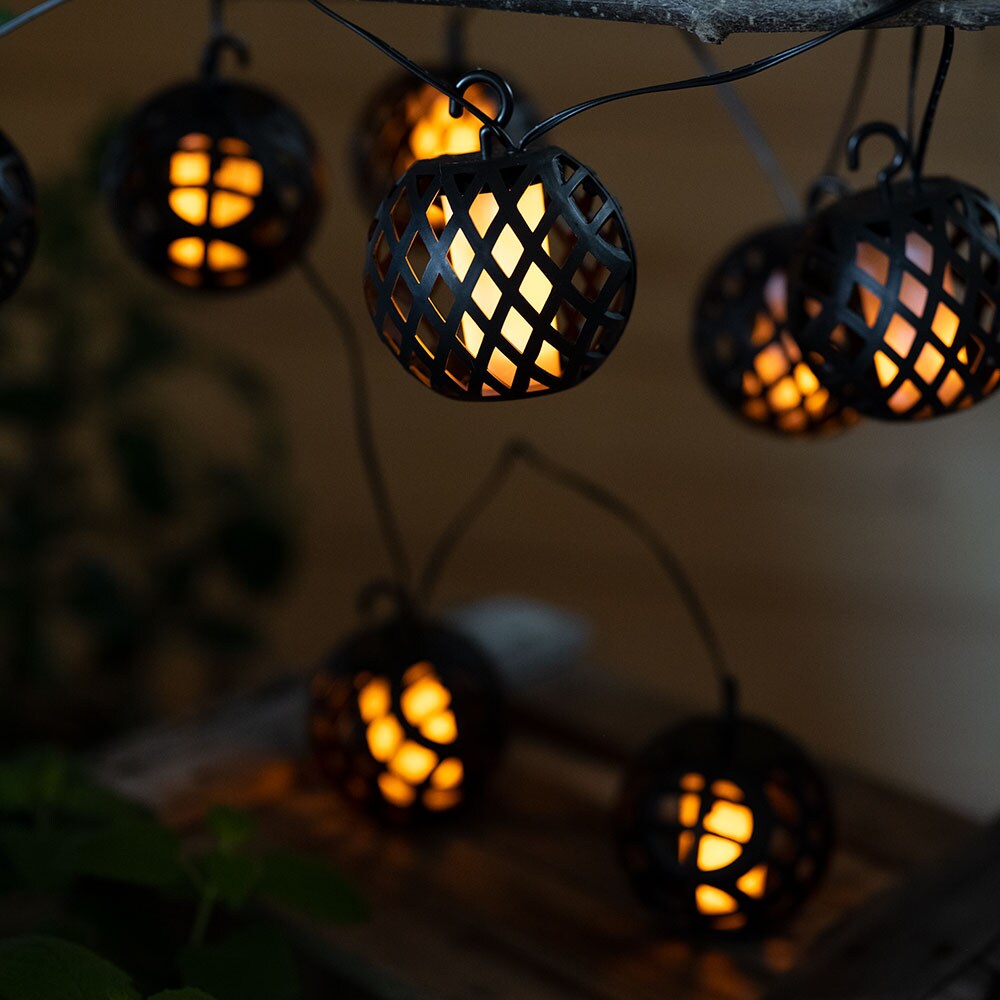 LED Solar Lichterkette, 8x Kugel, Flammen-Effekt, L 410 cm