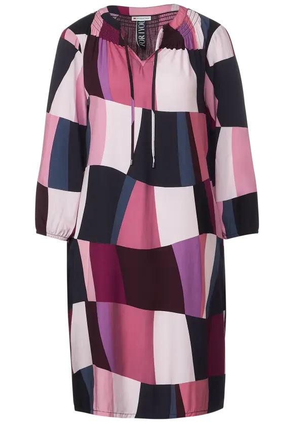 Printkleid mit Smokdetails - legend rose