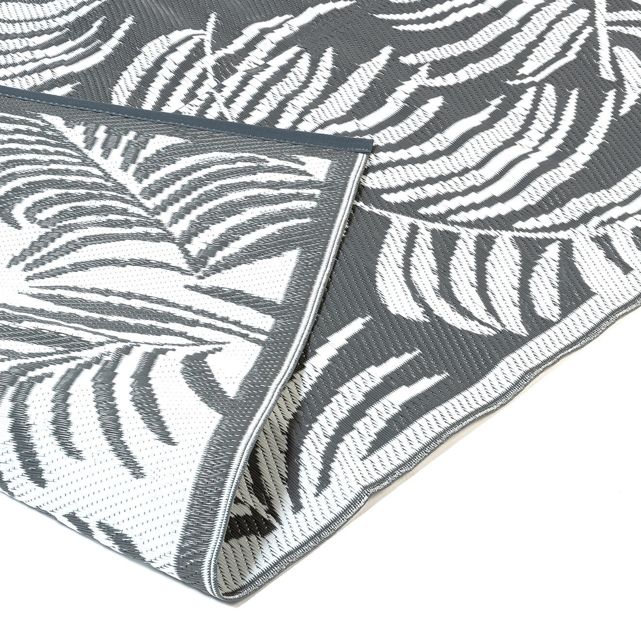 Inkazen Tapis extérieur rectangulaire Hawaï motifs palmiers gris - 180x280 cm