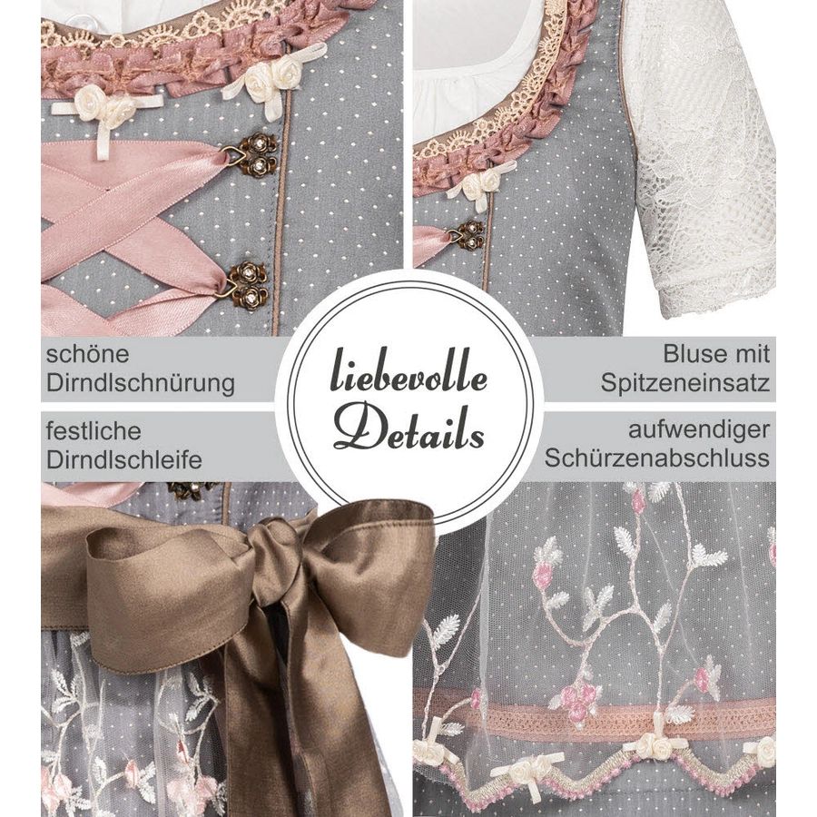 Nübler Kinderdirndl 3-teilig Jasmin Grau