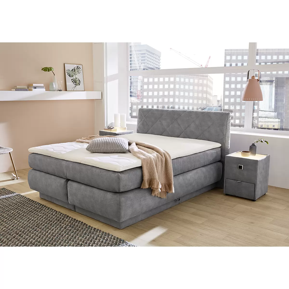 Boxspringbett Anna 160x200 Grau