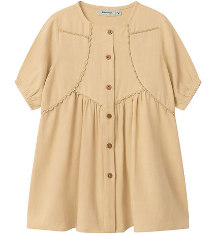 Lil' Atelier Kleid - NmfDamla - Viskose/Leinen - Taos Taupe