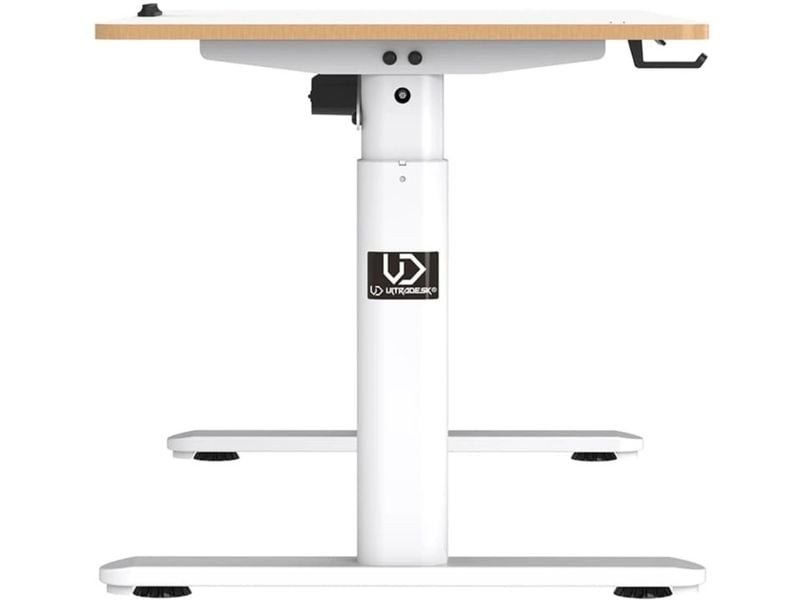 Ultradesk Gaming Tisch Pulsar Weiss Höhenverstellbarer Gaming-Tisch für bis zu zwei Monitore