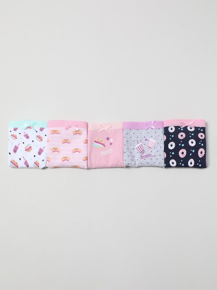 Pacote com 5 calcinhas hipster estampadas - Cores variadas