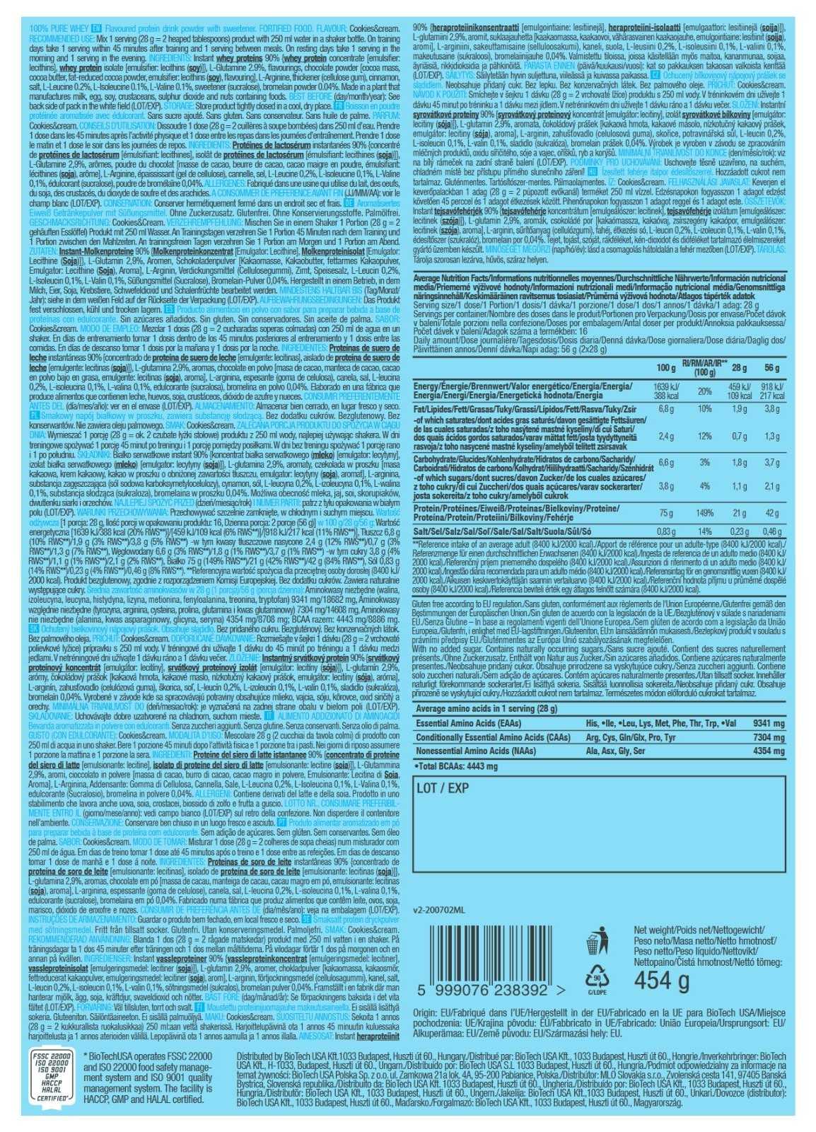 Biotech USA 100% Whey Pure 454 g