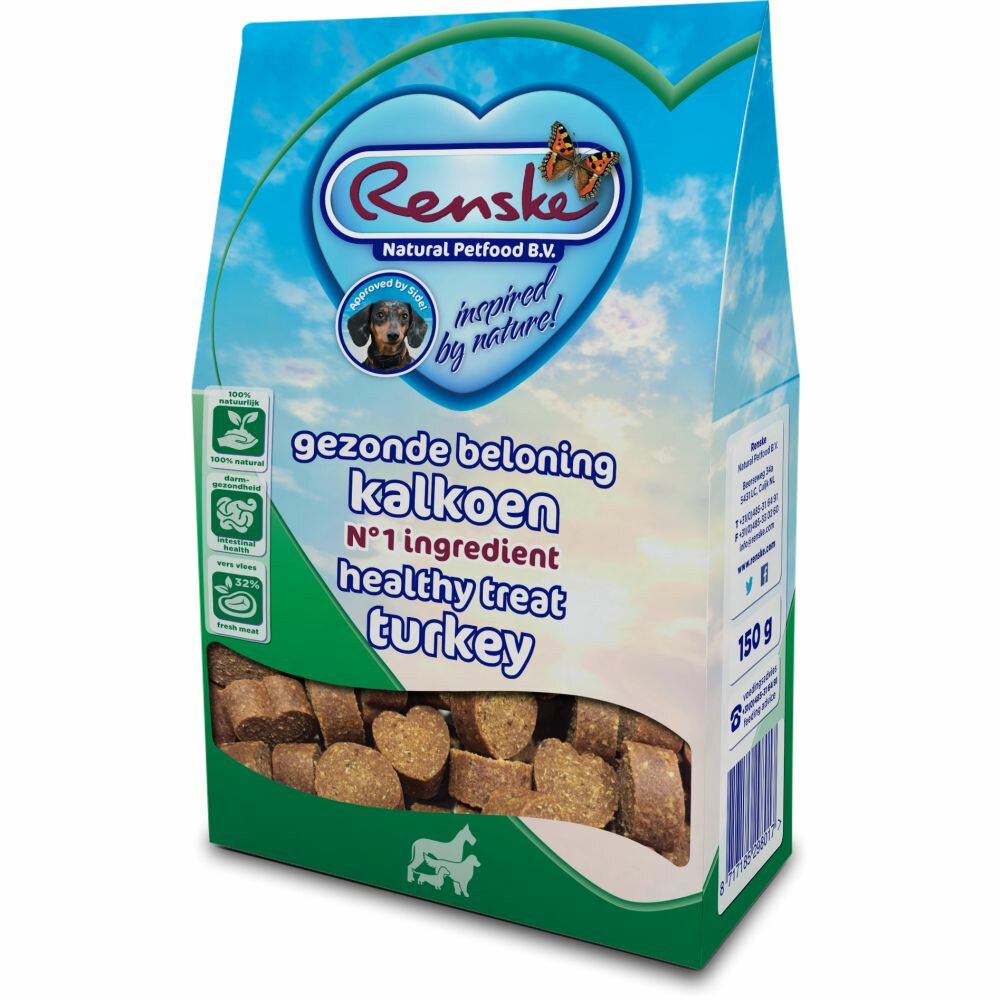 Renske Gezonde Beloning Hartjes Kalkoen150 gr