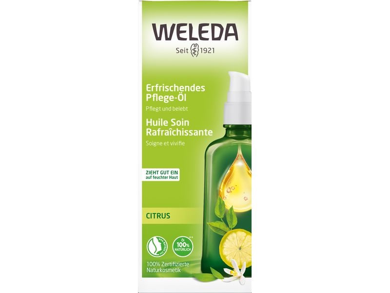 WELEDA Pflegeöl Efrischend Citrus 100 ml Natürliches Körperöl mit ätherischen Citrusölen