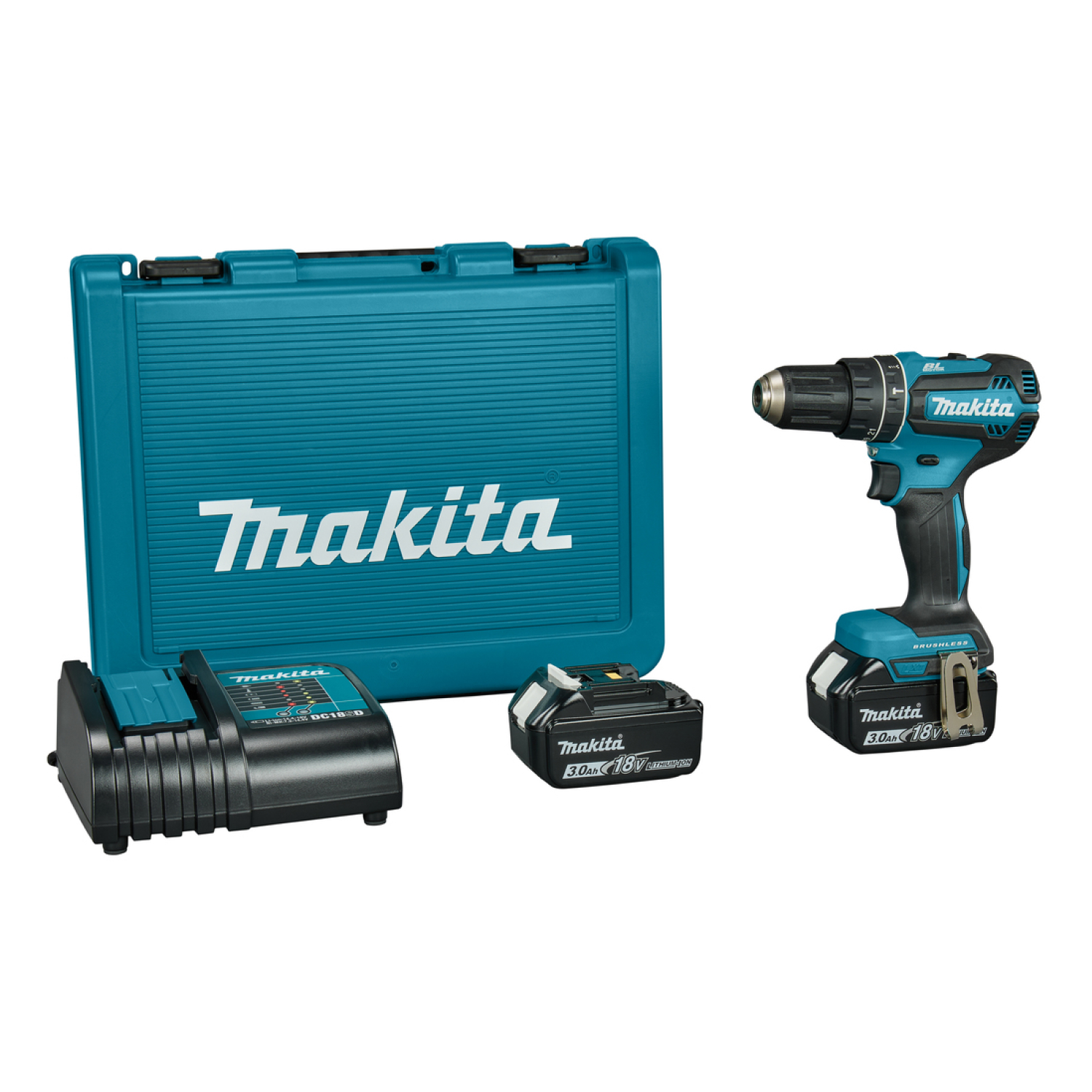 Makita DHP485SFE 18V Li-Ion accu klopboor- /schroefmachine set (2x 3.0Ah accu) in koffer - koolborstelloos