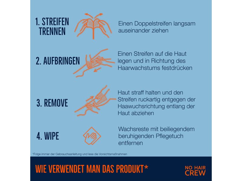 No Hair Crew Wachsstreifen Body 20 Stück Kaltwachsstreifen für den Körper