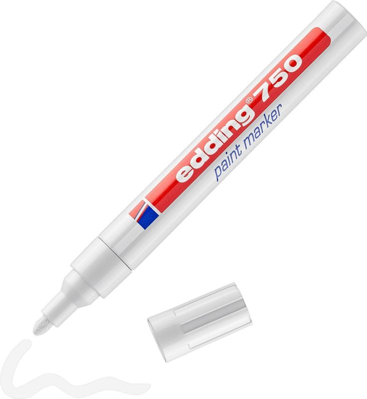 Edding - 750 - Verfstift - Wit - Ronde Punt - Voor Gladde Oppervlakken