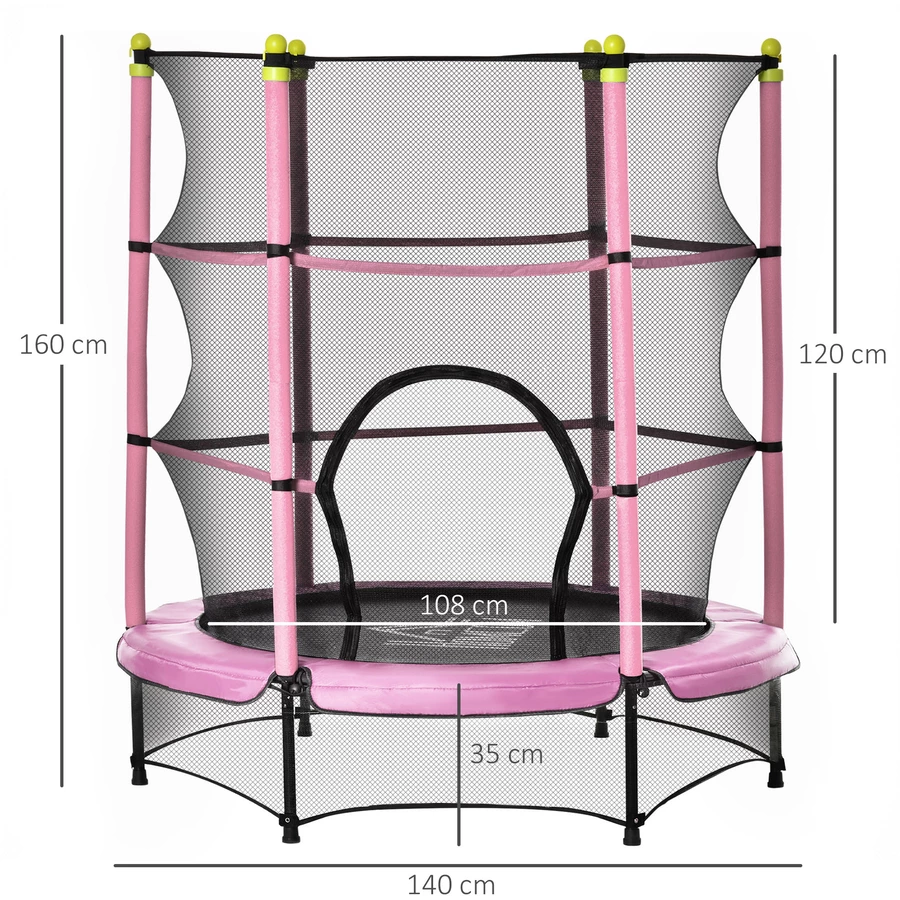 HOMCOM Trampolin mit Sicherheitsnetz rosa