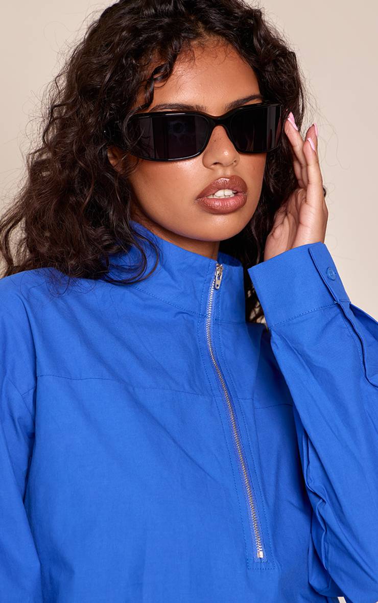 Noir Lunettes De Soleil Visière À Écran Enveloppant