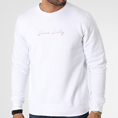 Sweat Crewneck Vice City Los Angeles Blanc