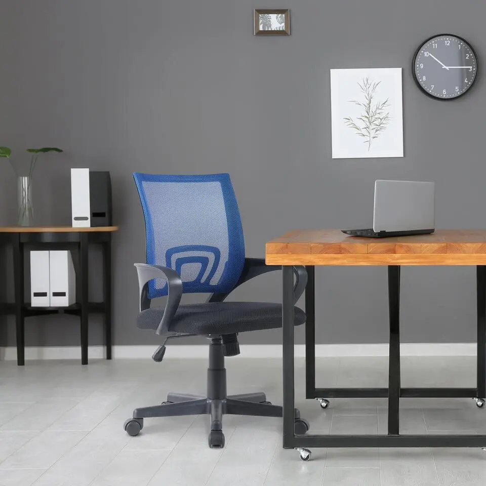 CLP Bureaustoel Genius zwart Frame - Kunstleer - blauw