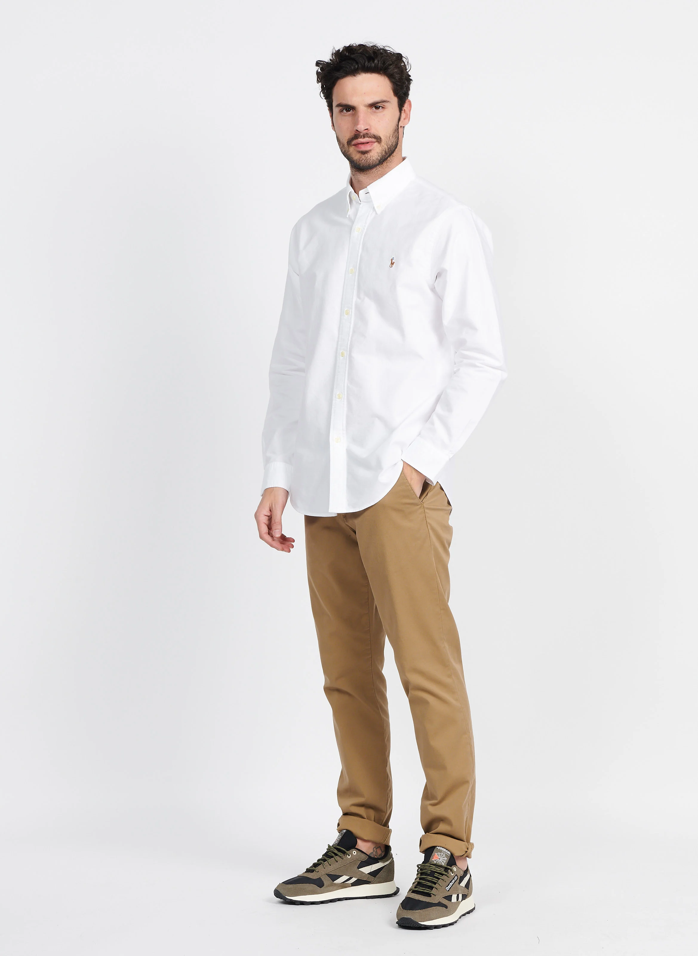 Chemise col américain en coton | Blanc