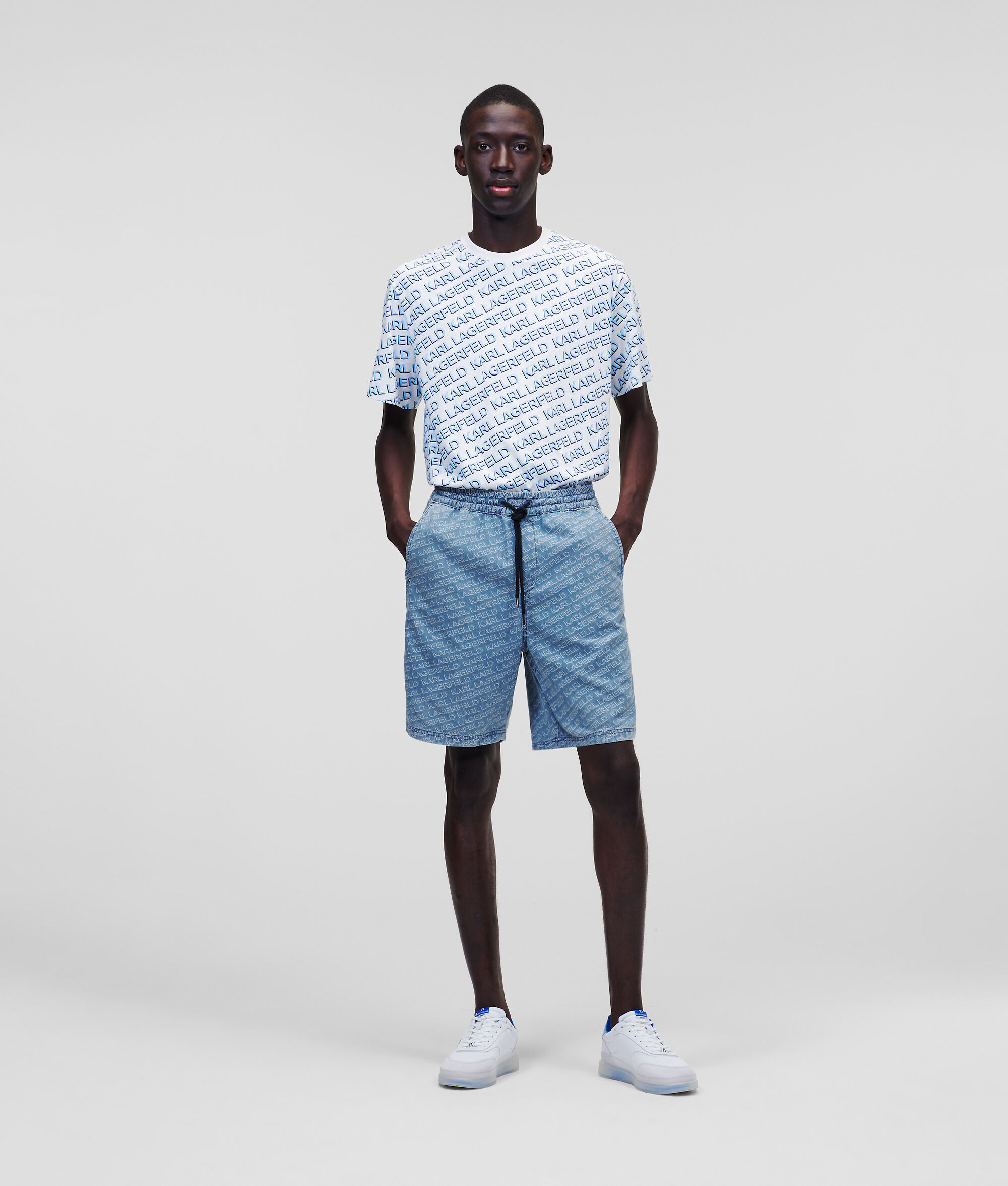 SHORT EN JEAN AVEC LOGO KARL FAÇON ALL-OVER