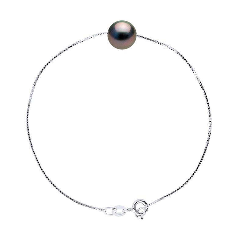 Bracelet Chaîne Perle de Tahiti Ronde 8-9 mm Argent 925