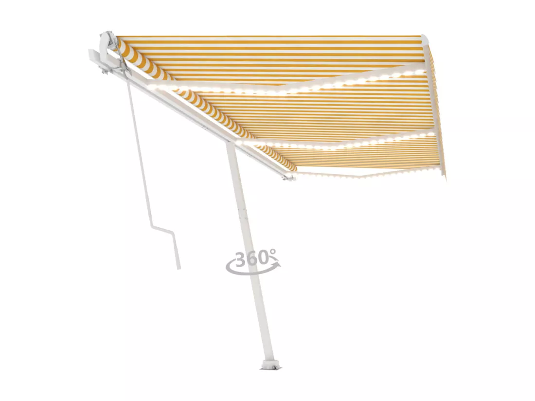Auvent automatique capteur de vent/LED 600x300cm Jaune et blanc