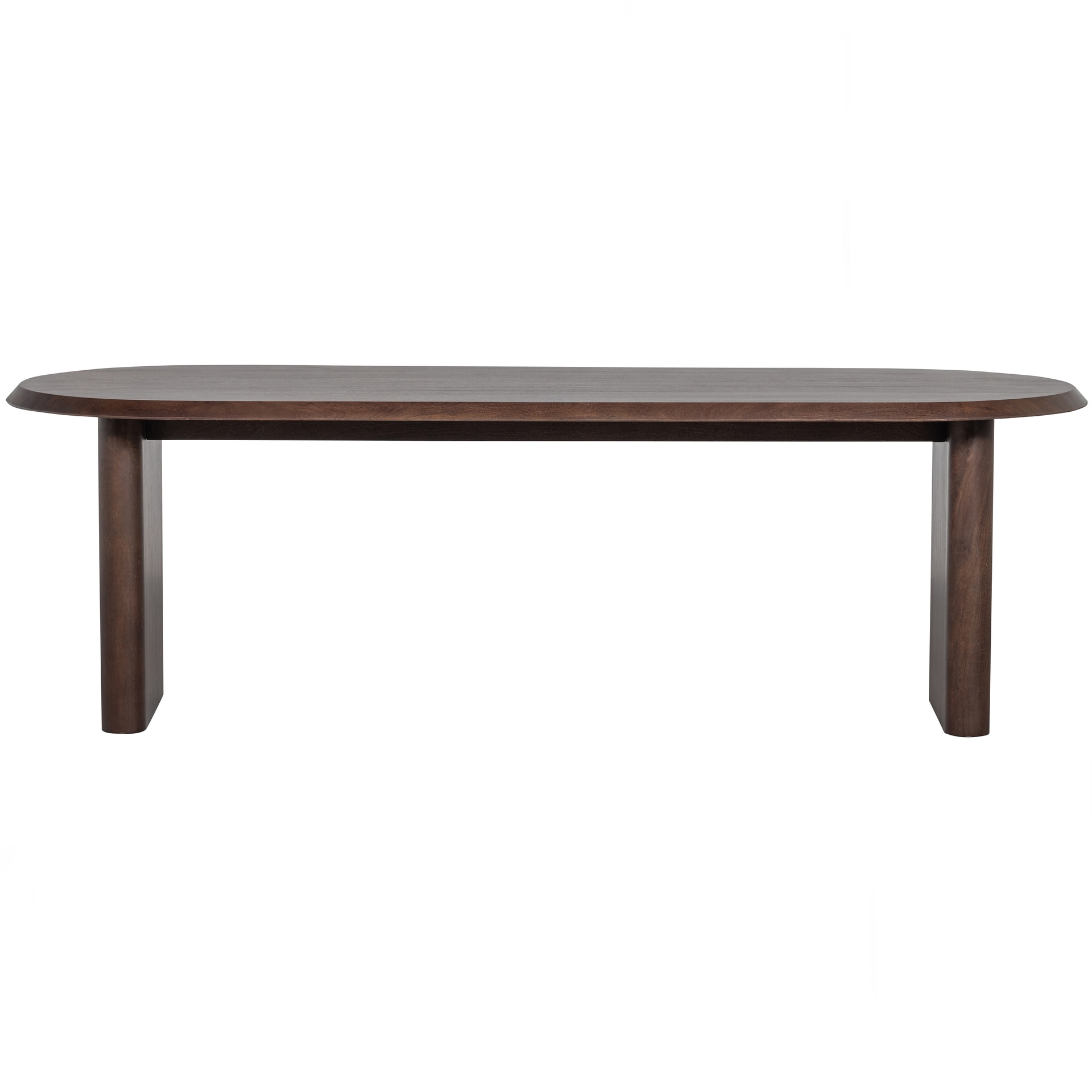 Esstisch ELLIPS 240 x 90 cm Mangoholz in Nussbaum lackiert