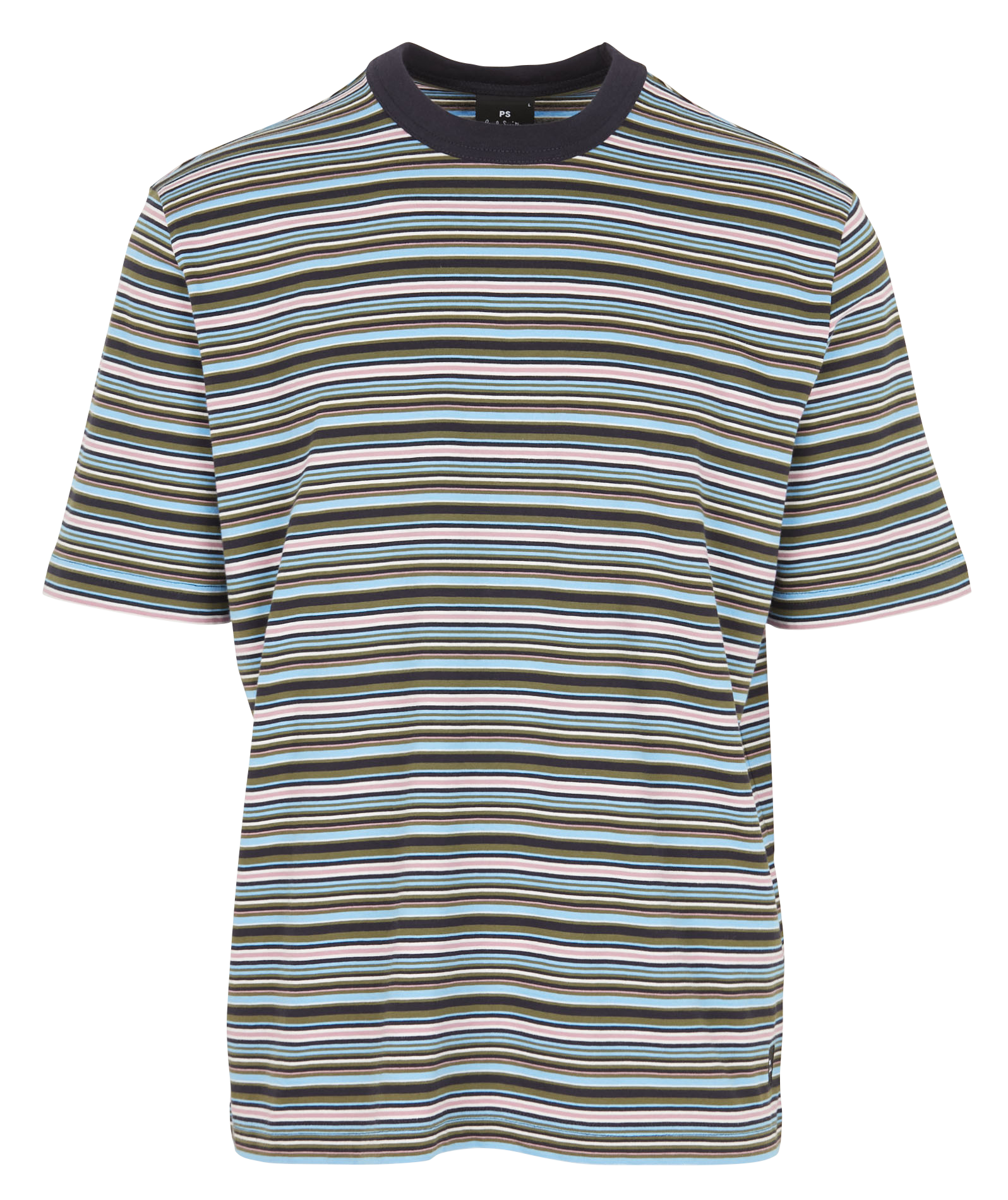 Tee-shirt col rond à rayures en coton bio| Multicolore